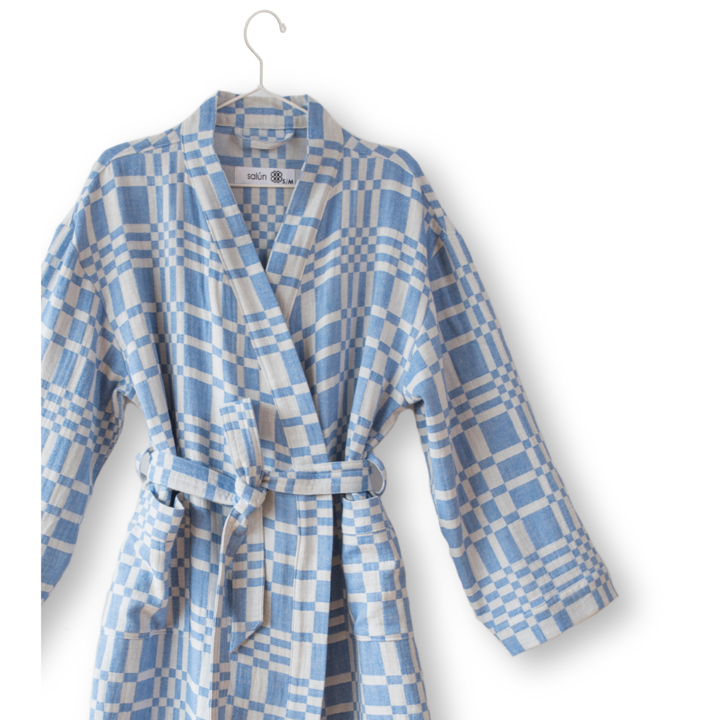 Bathrobe in Check-Box pattern BLUE