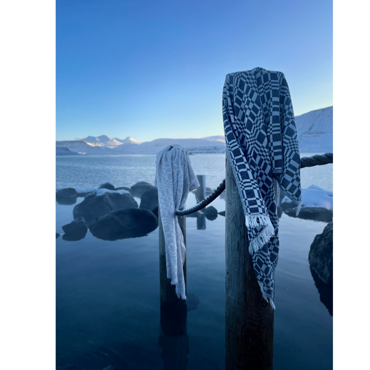 Skák handklæði stórt SVART