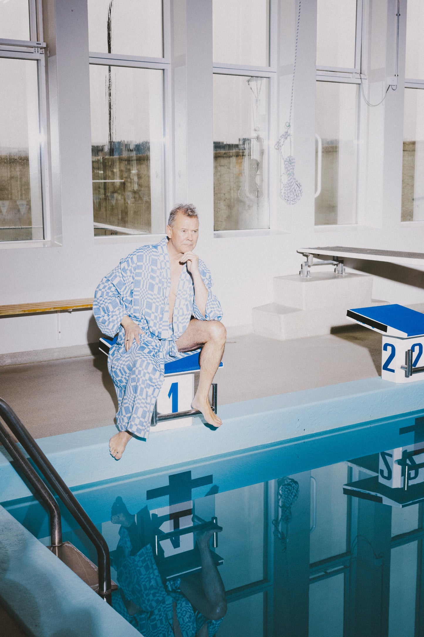 Bathrobe in Check-Box pattern BLUE