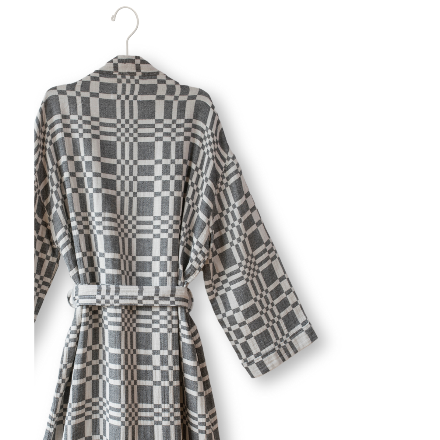 Bathrobe in Check-Box pattern BLACK