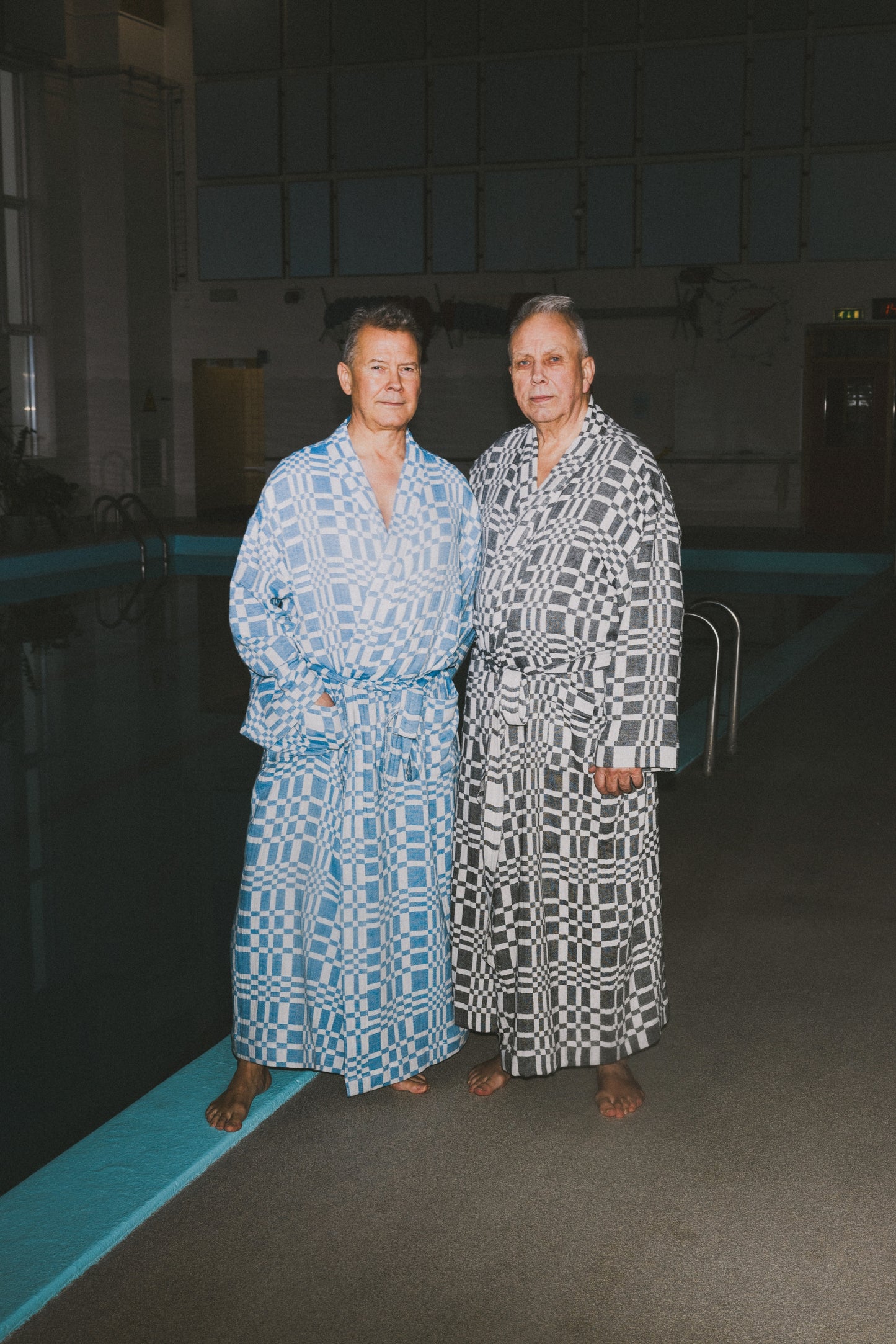 Bathrobe in Check-Box pattern BLUE
