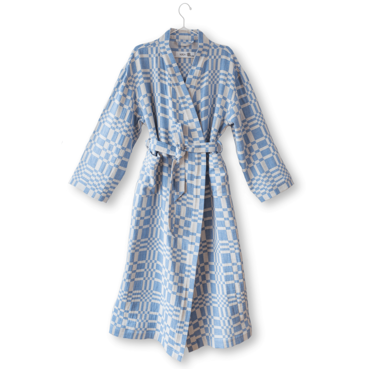 Bathrobe in Check-Box pattern BLUE