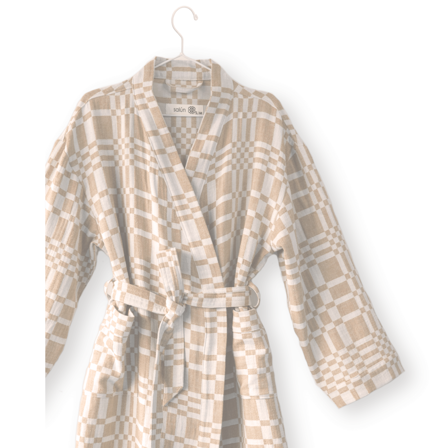 Bathrobe in Check-Box pattern BLUE