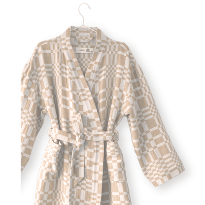 Bathrobe in Check-Box pattern BLUE